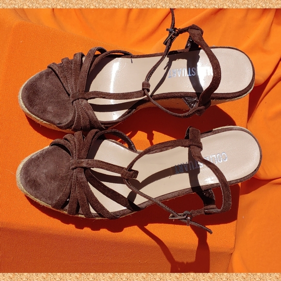 ON TREND 🌻 VS Brand Colin Stuart Suede Espadrille Wedge Sandals 8 - Picture 4 of 5